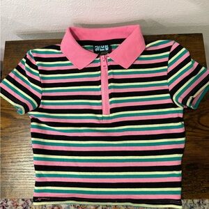 Striped Polo Shirt - Pink and Green